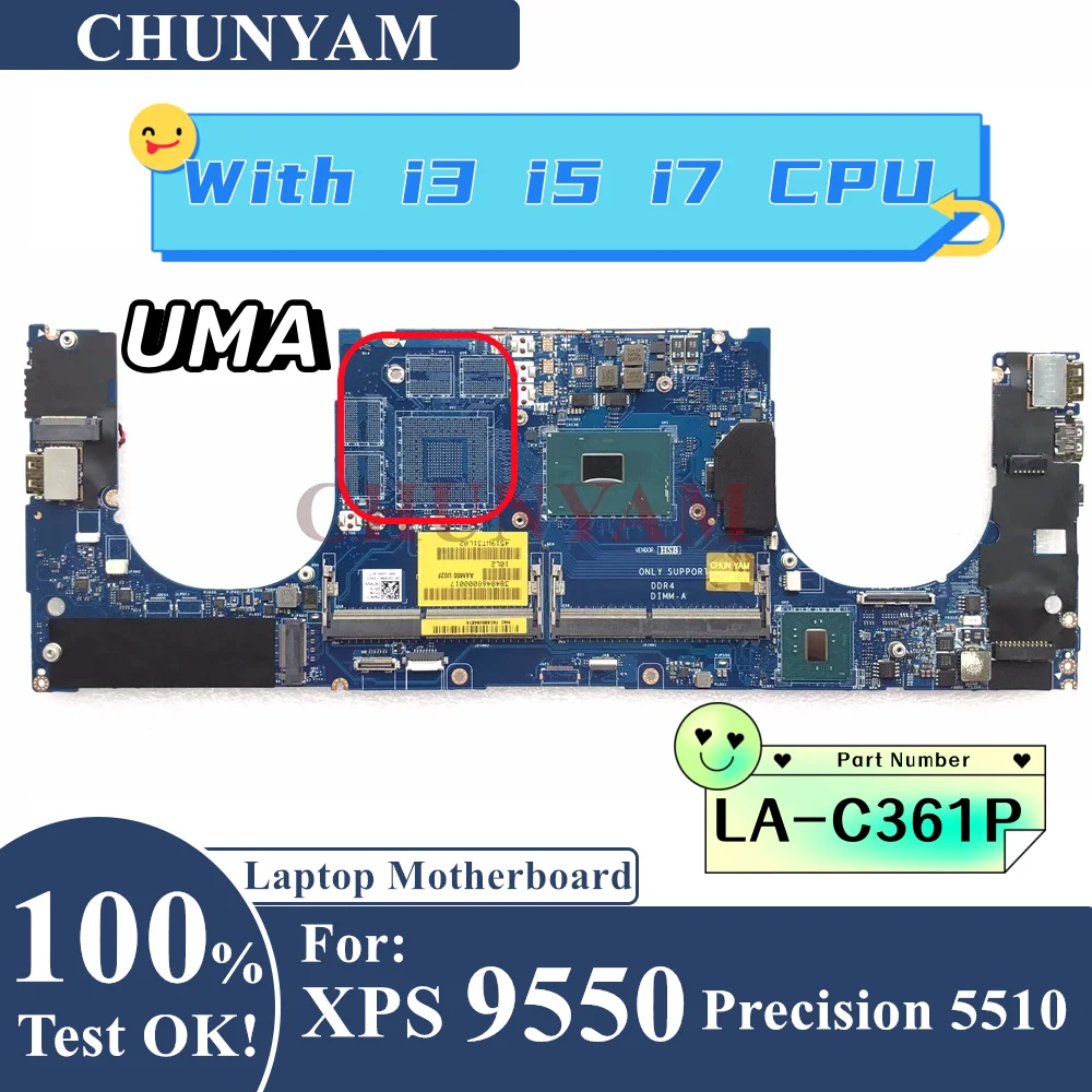 LA-C361P Dell Precision 5510 XPS 15 9550 Ʈ , i3-6100H I5-6440H I7-6820H CPU κ/W ü ׽Ʈ, AAM00